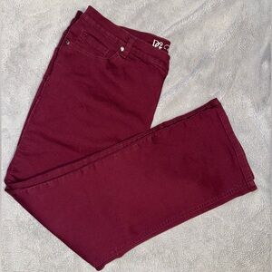 DG2 by Diane Gilman Burgundy Denim Pants, Size 18W